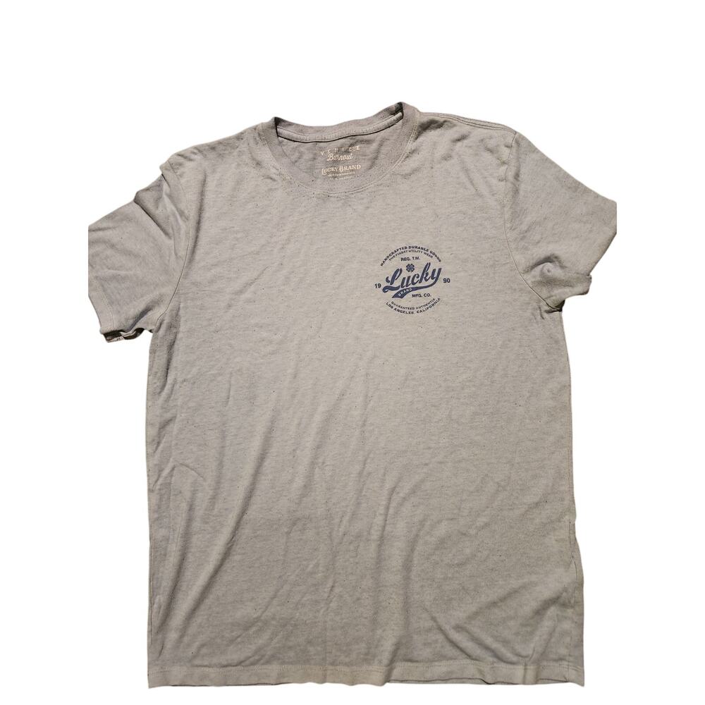Lucky Brand Venice Burnout Tee Mens Large Gray Graphic T Shirt Logo